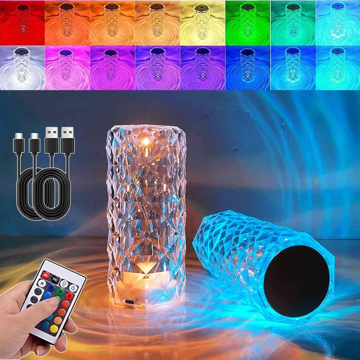 Éclat de Cristal - Lampe LED D'Ambiance 3D